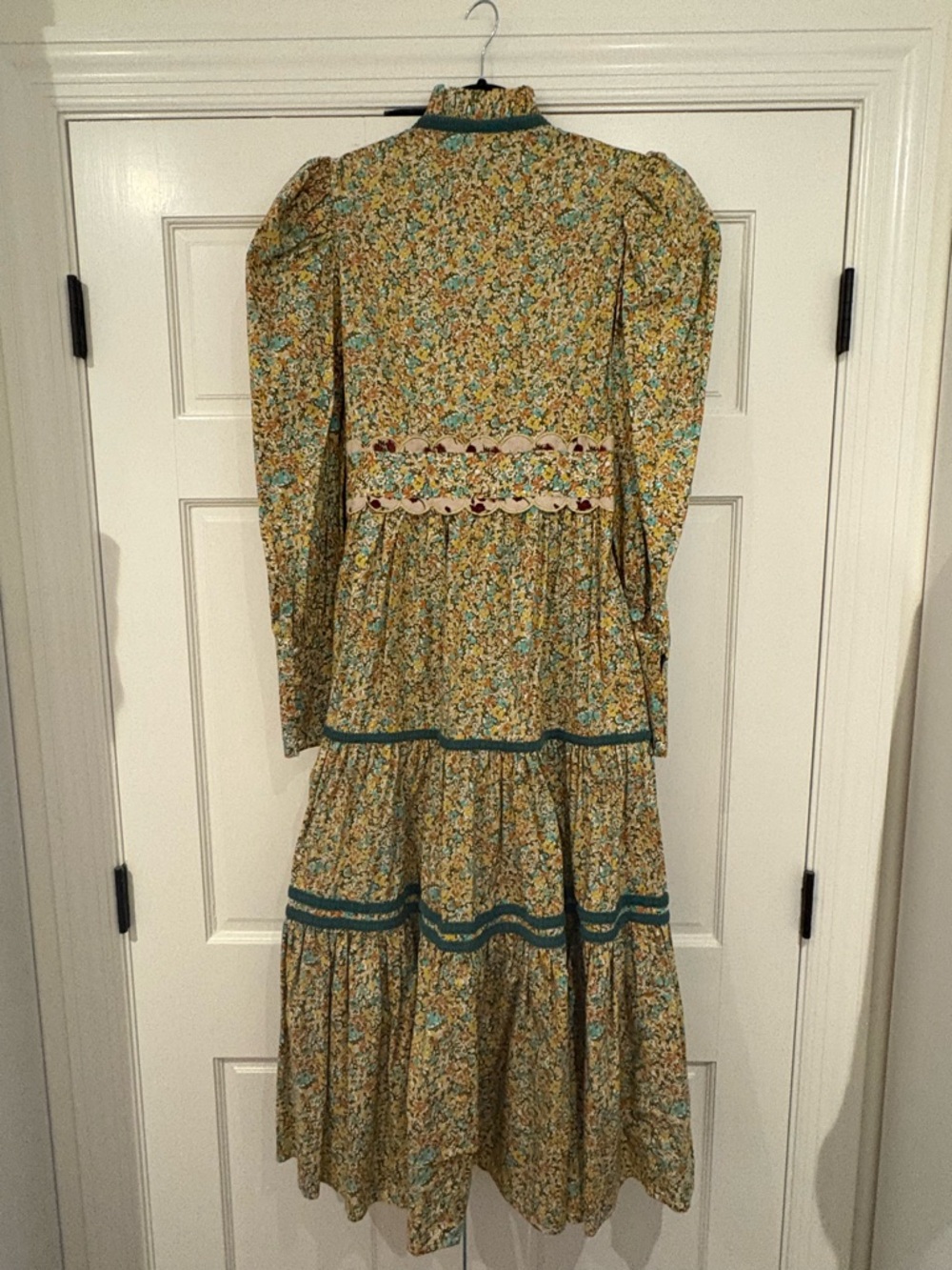 CeliaB Floral Long Sleeve Tiered Maxi Dress in Yellow-Green - Picture 3 of 5